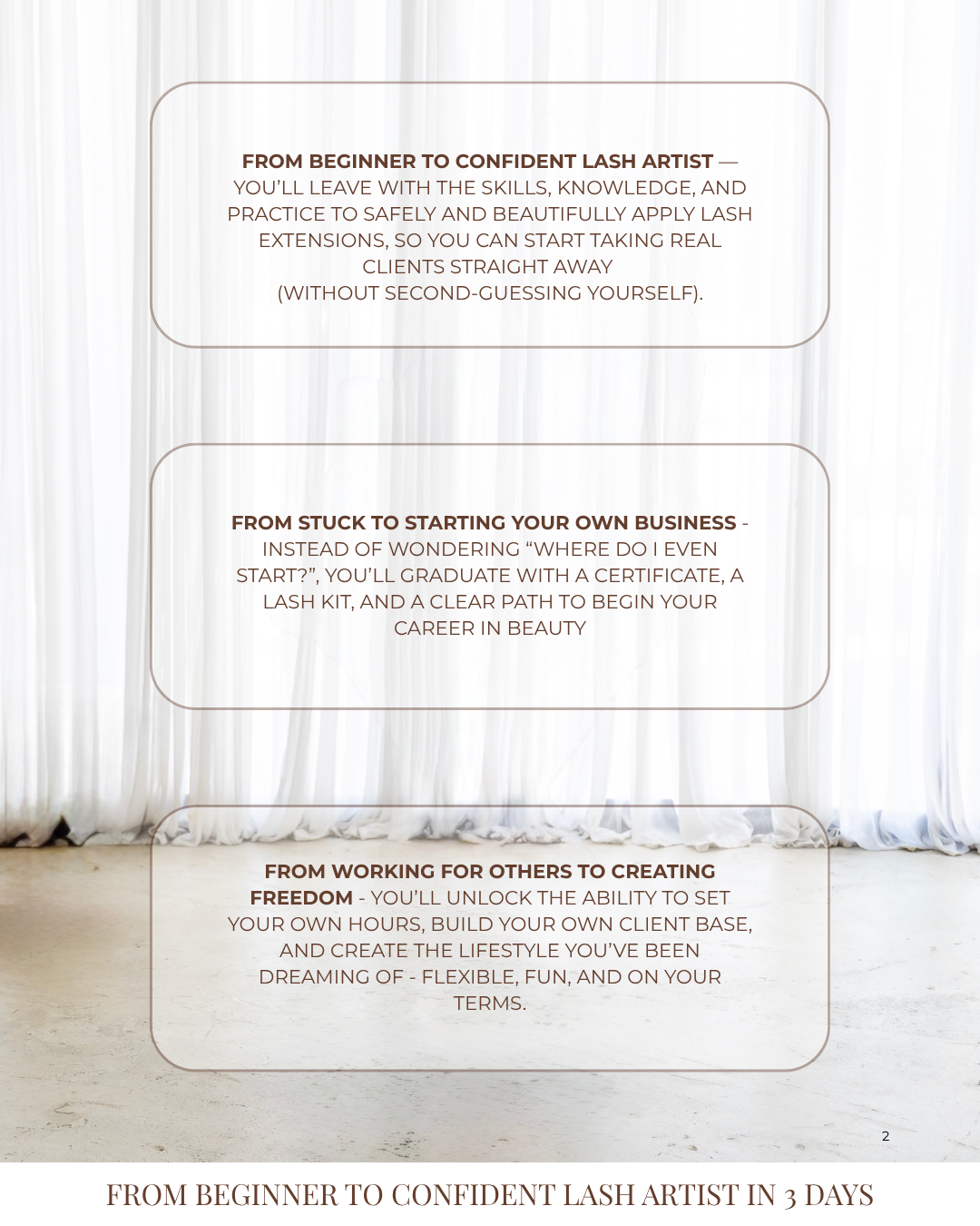 3 DAY IN PERSON FOUNDATIONS OF LASH ARTISTRY COURSE