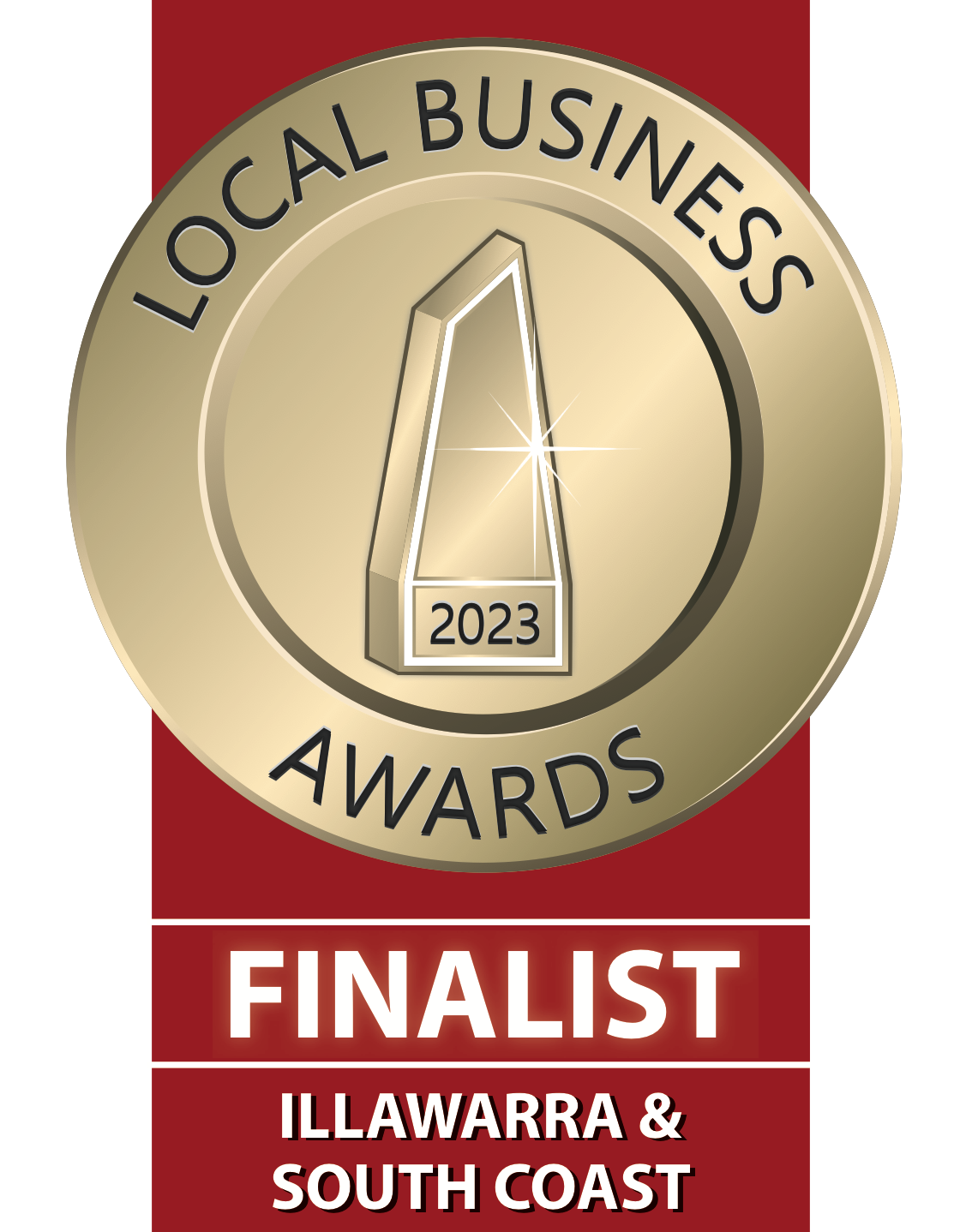 Gold badge for Local Business Awards 2023 Finalist on Illawarra & South Coast